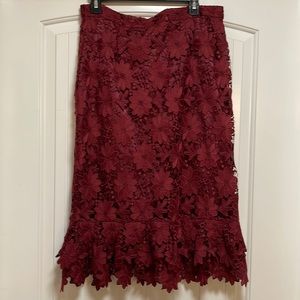 Rachel Parcell Collection Burgundy Midtown Lace Skirt Bordeaux